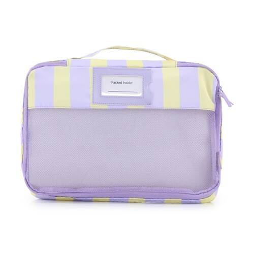 5pc iPack Strip Packing Cube Set Travel Purple And Yellow 38x28x7cm