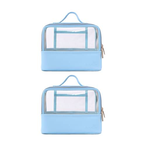2PK iPack Travel Beauty Bag Organiser Blue 22.86x17.78x11.5cm