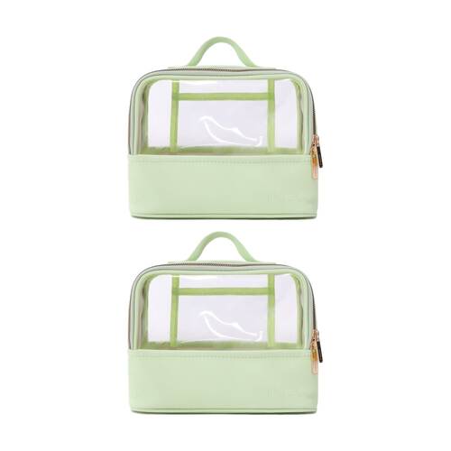 2PK iPack Travel Beauty Bag Organiser Green 22.86x17.78x11.5cm