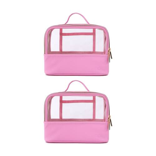 2PK iPack Travel Beauty Bag Organiser Pink 22.86x17.78x11.5cm