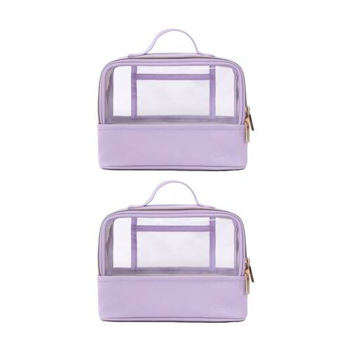 2PK iPack Travel Beauty Bag Organiser Purple 22.86x17.78x11.5cm