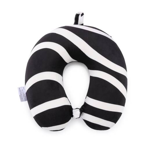 iPack Wave Travel Neck Pillow Memory Foam Black White 30x28x9cm