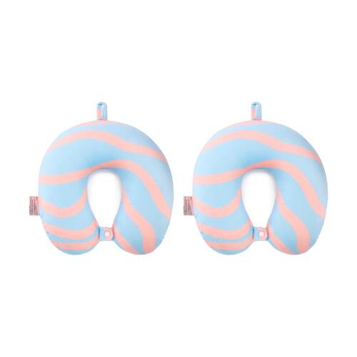 2PK iPack Wave Travel Neck Pillow Memory Foam Support Blue Coral
