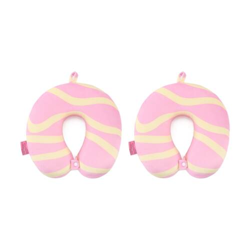 2PK iPack Wave Travel Neck Pillow Soft Memory Foam Pink Yellow 30x28x9cm