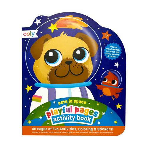 Ooly Playful Activity Book Pets in Space 60 Pages Puzzles Stickers 4y+