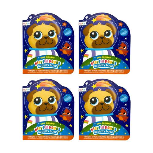 4PK Ooly Playful Activity Book Pets in Space 60 Pages Puzzles Stickers 4y+