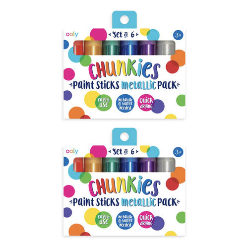 2x 6pc Ooly Chunkie Paint Stick Metallic Colours Quick Drying Kids Activity 3y+