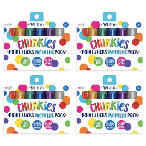 4x 6pc Ooly Chunkie Paint Stick Metallic Colours Quick Drying Kids Activity 3y+