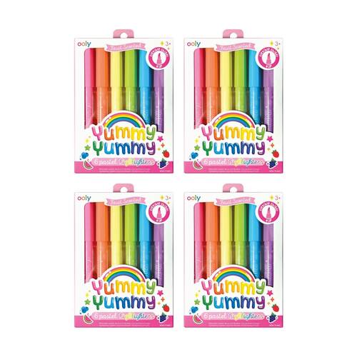 4x 6pc Ooly Highlighters Yummy-Yummy Pastel Scented Kids Art Activity Set 3y+