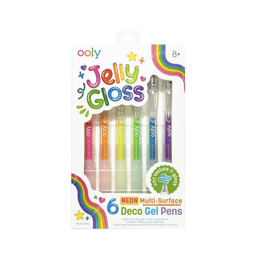 6pc Ooly Pen Jelly Gloss Neon Multi-Surface Gel Pens Vibrant Colours Set 8y+