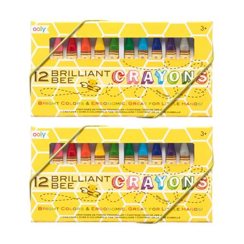 2x 12pc Ooly Crayons Brilliant Bee Triangular Ergonomic Kids Activity Set 3+