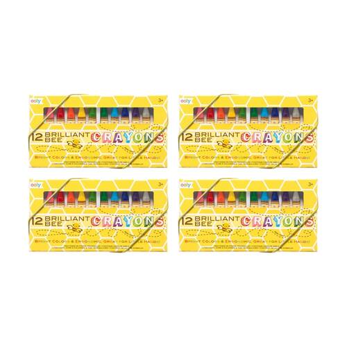 4x 12pc Ooly Crayons Brilliant Bee Triangular Ergonomic Kids Activity Set 3+