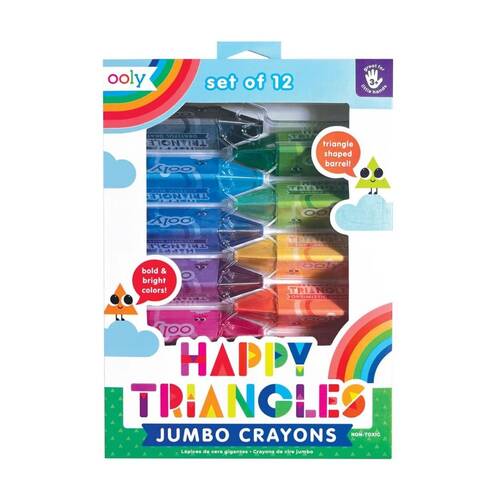12pc Ooly Crayons Jumbo Happy Triangles Bright Colours Kids Activity 3y+