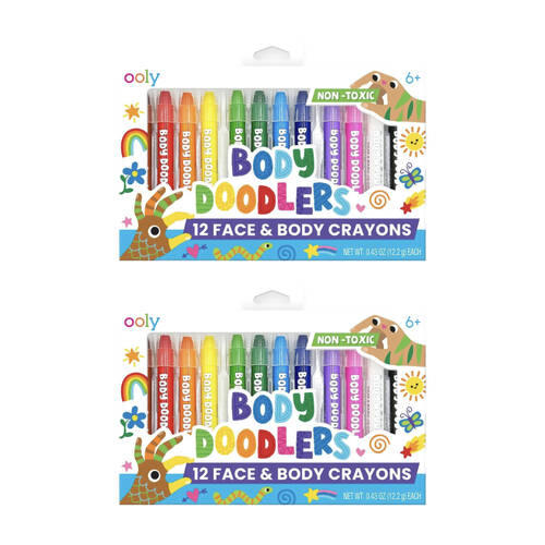 2x 12pc Ooly Markers Face & Body Doodlers Vibrant Colours Skin-Safe Kids Set 4y+