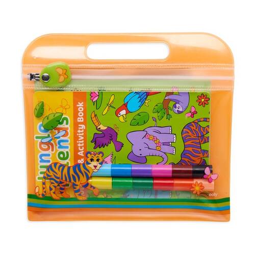 Ooly Mini Traveller Kit Jungle Friends Kids Colouring & Activity Set 6y+