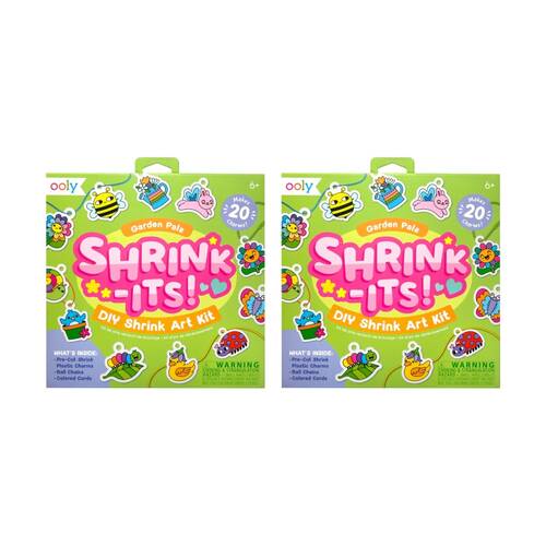 2PK Ooly Shrink-its Garden Pals DIY Shrink Art Kit Makes 20 Charms Kids Activity
