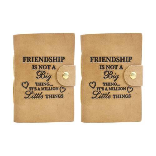 2PK LVD Brown Leather Friendship Writing Notebook Journal 9x13.5cm