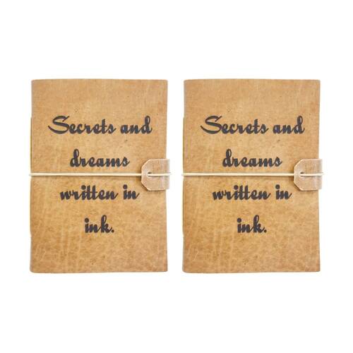 2PK LVD Brown Leather Written In Ink Writing Notebook Journal 13x18cm