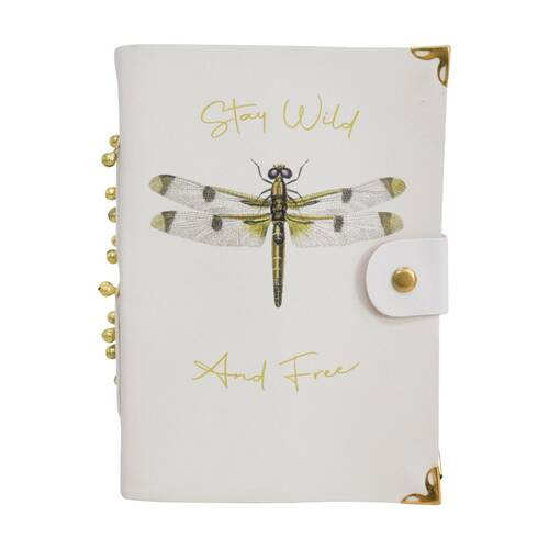 LVD Leather Notebook Journal With Stay WIld & Free Dragonfly 13x18cm