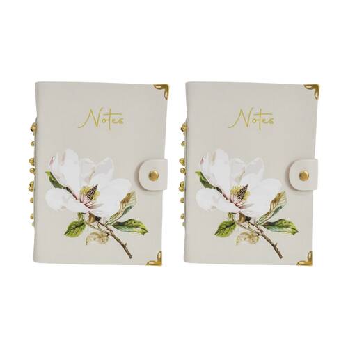 2PK LVD Leather Magnolia Flower Writing Notebook Journal 13x18cm