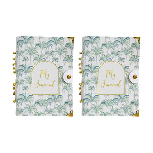 2PK LVD Leather Palm Tree My Journal Writing Notebook Blue/Green 13x18cm