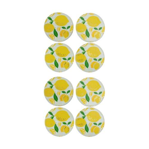 2x 4pc LVD Handcrafted Lemoncello Leather Coaster Set Tableware 10x10cm