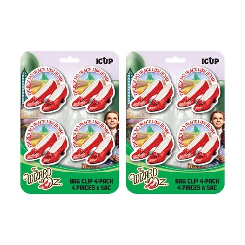 2x 4pc Icup Inc Wizard Of Oz No Place Like Home Ruby Slippers Bag Clips Red