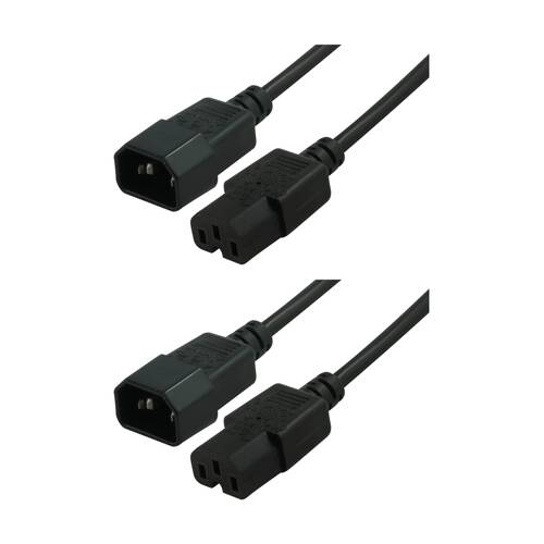 2PK Comsol IEC-C14 Male To IEC-C15 Female Socket High Temperature Power Cable 2m