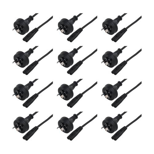 12PK Comsol 2PIN AUS Male to C7 Female Figure 8 Power Cable 2M Black