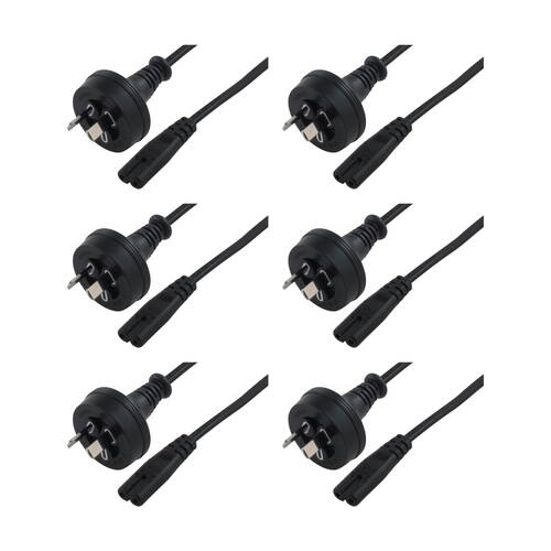 6PK Comsol 2PIN AUS Male to C7 Female Figure 8 Power Cable 2M Black