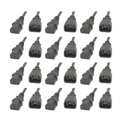 12PK Comsol IEC-C13 Female to IEC-C14 Male Power Extension Cable 1M Grey