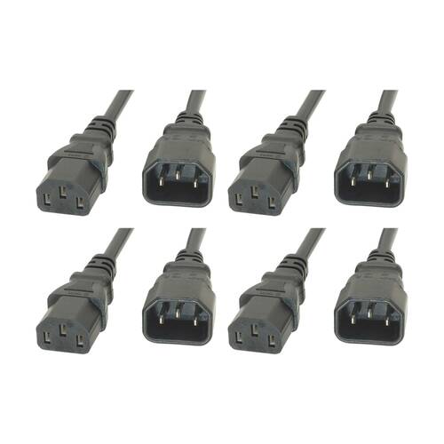 4PK Comsol IEC-C13 Female to IEC-C14 Male Power Extension Cable 2M Grey