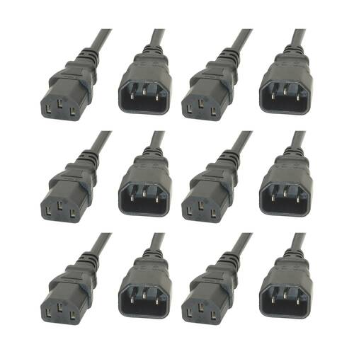 6PK Comsol IEC-C13 Female to IEC-C14 Male Power Extension Cable 3M Grey