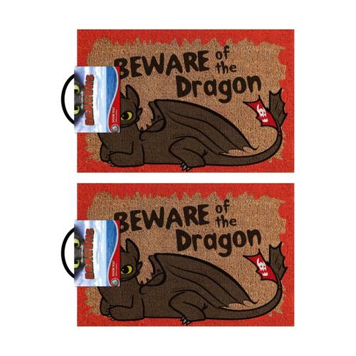 2PK How To Train Your Dragon Beware Of The-Dragon 100% Cior Home Doormat 60x40cm