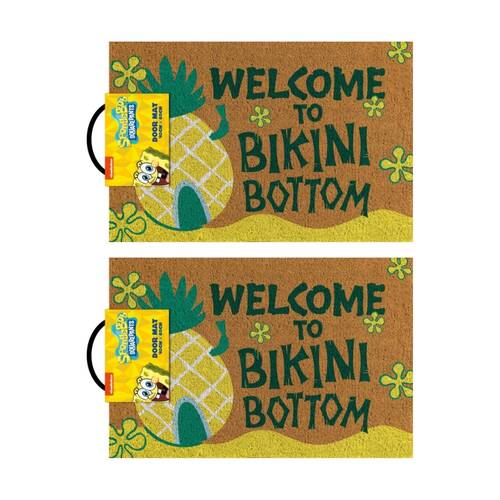 2PK Spongebob Welcome to Bikini Bottom 100% Cior Home Doormat 60x40cm