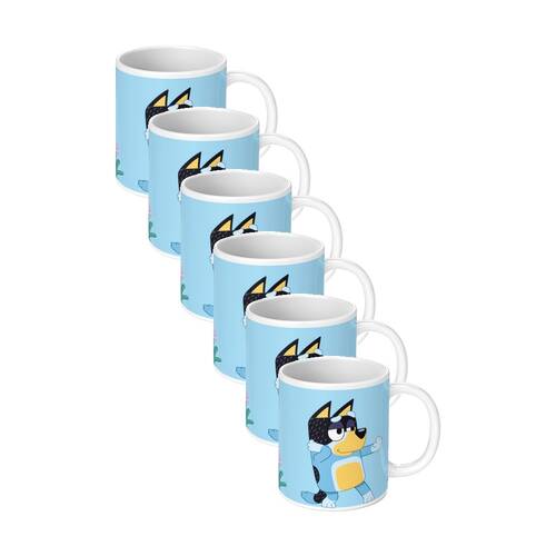 6PK Bluey Not Taking Advice Ceramic Coffee Drinking Mug Blue & White