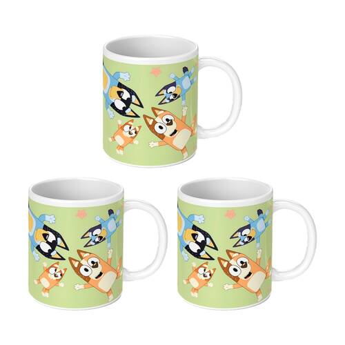 3PK Bluey I Just Want Coffee Ceramic Hot & Cold Drinking Mug Green White