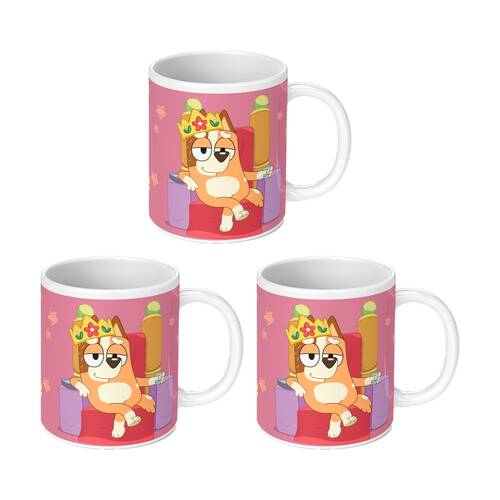 3PK Bluey I Just Need 20 Minutes White Ceramic Coffee Drinking Mug Pink &