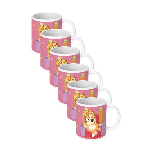 6PK Bluey I Just Need 20 Minutes White Ceramic Coffee Drinking Mug Pink &