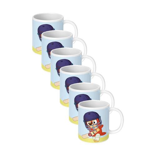 6PK Bluey You Will Never Get Rusty Out Ceramic Coffee Drinking Mug Blue & White