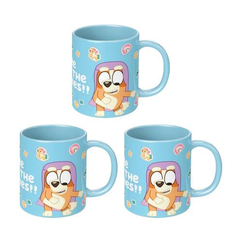 3PK Bluey Here Come The Grannies Ceramic Coffee Drinking Mug Blue