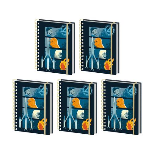 5PK Marvel MCU The Fantastic Four Characters Grid Spiral Notebook A5 21x16cm