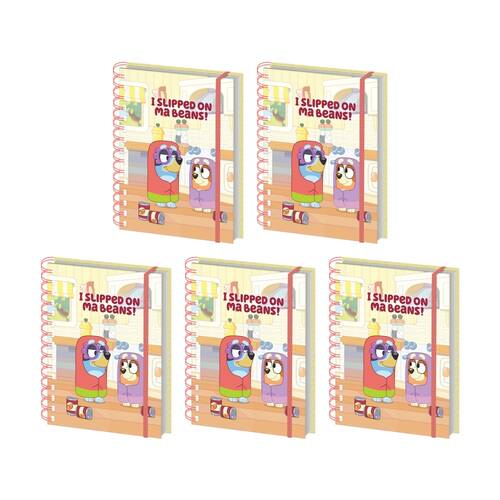 5PK Bluey Grannies Wiro Spiral Kids Writing Notebook Lined A5 21x16cm
