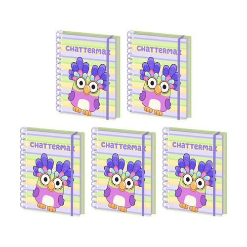 5PK Bluey Chattermax Wiro Spiral Kids Writing Notebook Lined A5 21x16cm