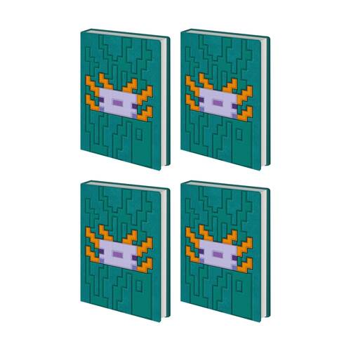 4PK Minecraft Green Axolotl Plush Notebook W/ Inner Compartment A5 21x16cm