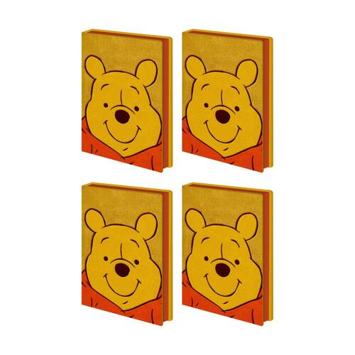 4PK Disney Winnie the Pooh Plush Notebook W/ Inner Compartment A5 21x16cm