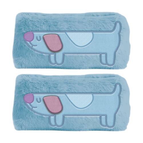 2PK Bluey Long Dog Plush Zippered Stationary Pencil Case Rectangle Blue