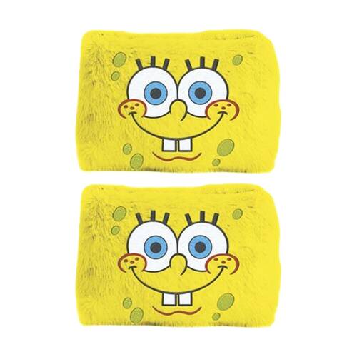 2PK Spongebob Plush Zippered Stationary Pencil Case Rectangle Yellow