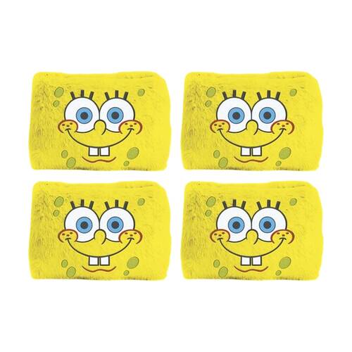 4PK Spongebob Plush Zippered Stationary Pencil Case Rectangle Yellow