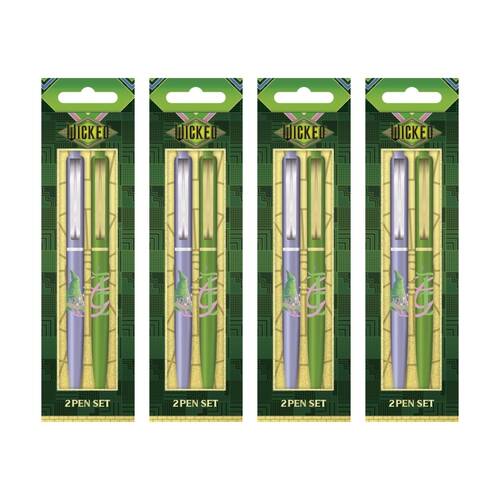 4x 2pc Wicked Elphaba and Glinda Premium Ballpoint Pen Set Click Top